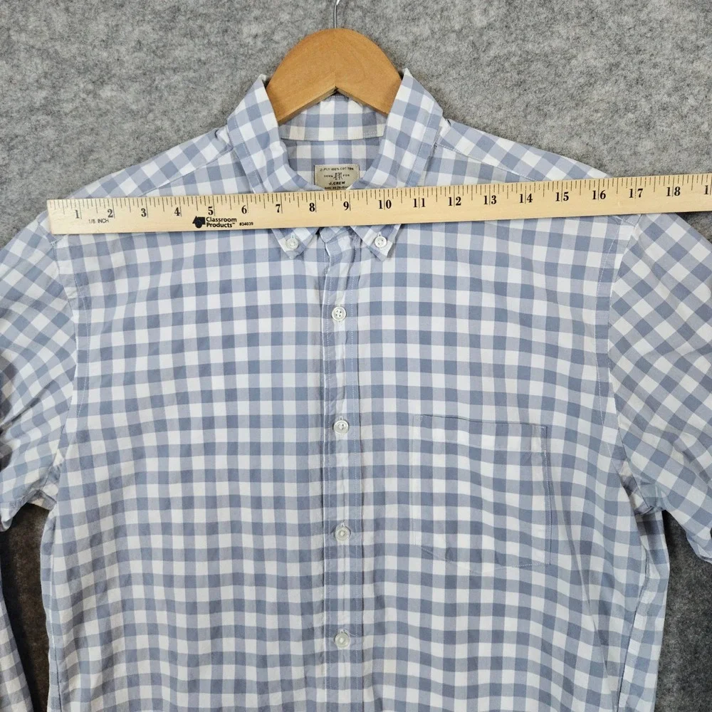 J Crew Men's Gray‎ & White Checked Dress Shirt Size M 15-15 1/2 100% Cotton SPOT